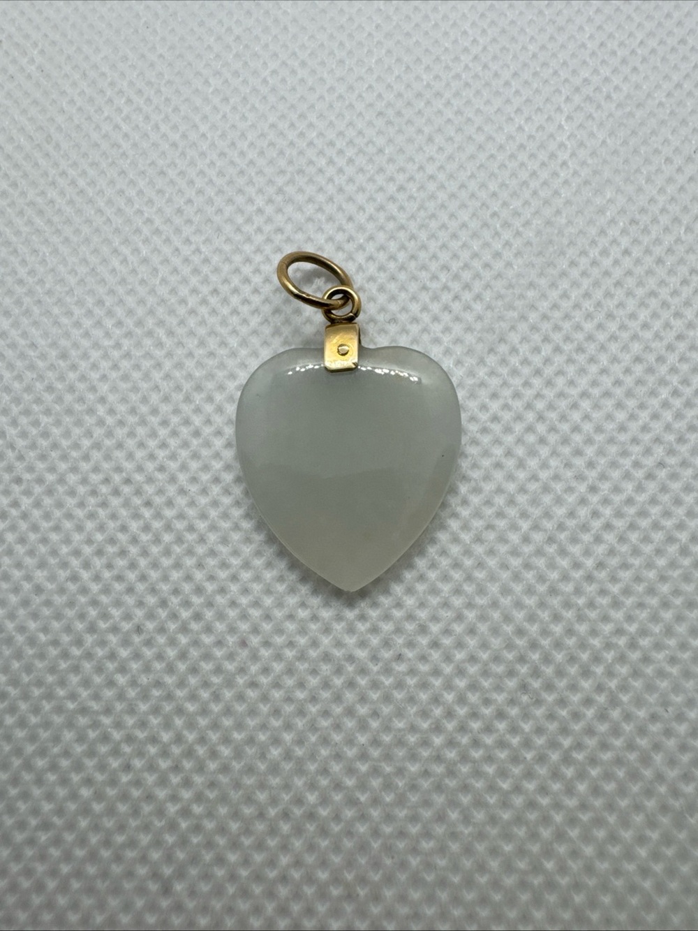 Ice White Jadeite Jade & 10k Yellow Gold Heart-Shaped Love Charm Pendant
